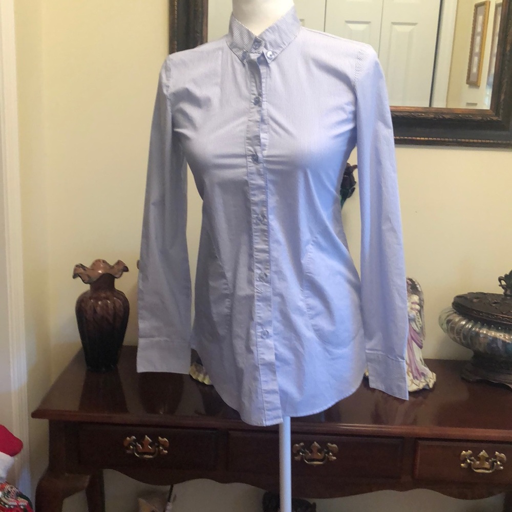 New York & Company size XS blue & white striped